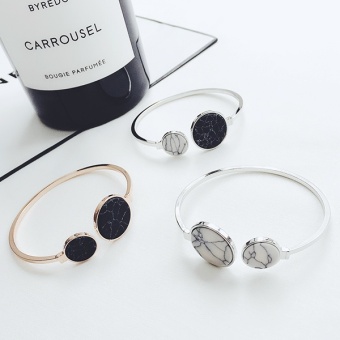 Taimi Style Crack Marble Is Not Symmetrical Size Round Bracelet Jewelry Female Temperament Minimalist Opening Bracelet July 2018 - 2 Taimi style crack marble is not symmetrical Size Round bracelet jewelry female temperament minimalist opening bracelet - 2