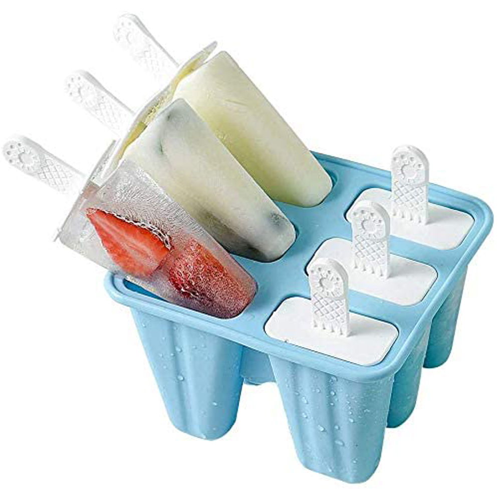 Blue Green BPA Free Ice Lolly Moulds Silicone Reusable Silicone with Non-Spill Lid Cleaning Brush DIY Frozen Ice Cream Moulds for Kids and Adults MMTX Ice Lolly Makers Kitchen Ice Cream Moulds 