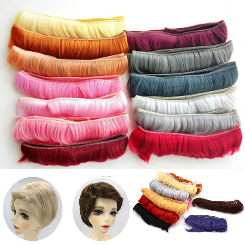 LONGZHU1 1PC 1005cm Handmade Kids Gifts Accessories 1/6 1/4 1/3 Short Curly Wigs Doll Fringe Hair Mini Dresses