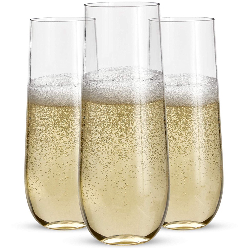 24 Stemless Plastic Champagne Flutes