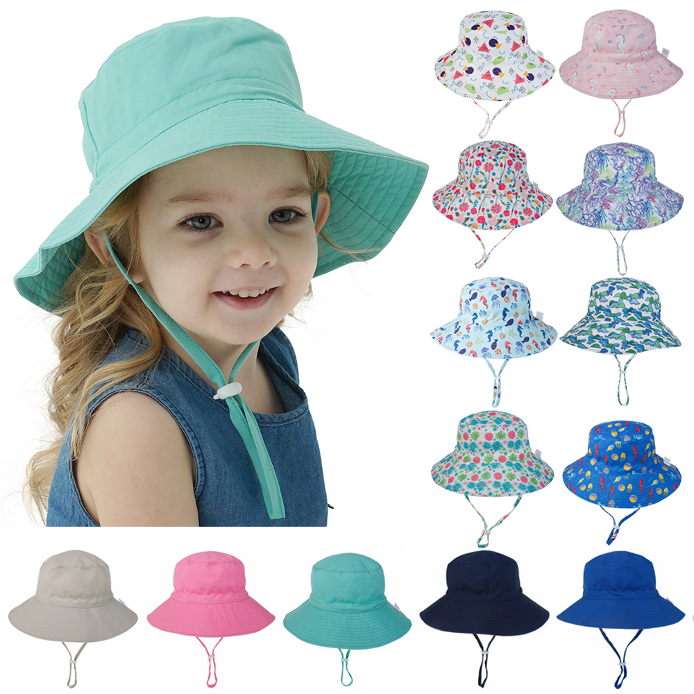JQ8QB4H Summer For 0-8 Years Neck Ear Cover Wide Brim UV Protection with Adjustable Chin Strap Beach Cap Bucket Hat Baby Sun Hat