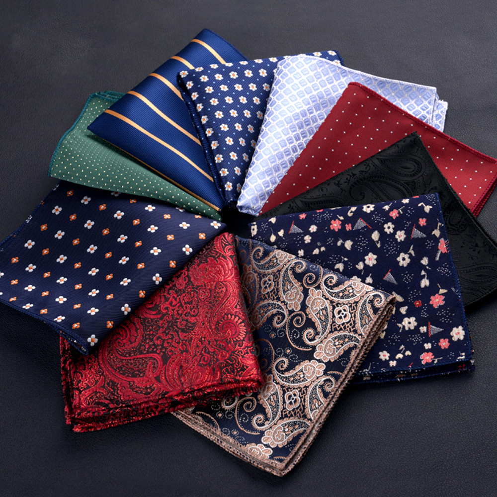 MEMGOUO Fashion Pocket square Floral Satin embroidery Chest Towel Hankies Men handkerchief