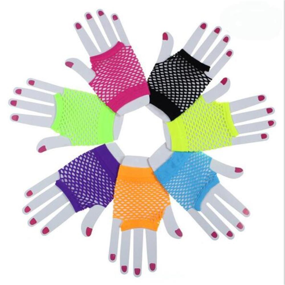 ADG Fashion Accessories Nylon Gloves Party Lake Blue Color Fishnet Gloves Fingerless Mesh Short Fingerless Fishnet Gloves Spandex Mesh Glove