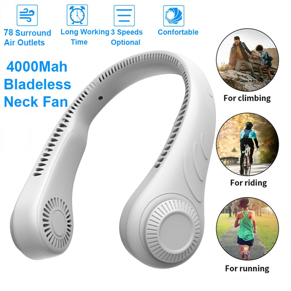 A5tg 4000mah làm mát 4000mah quạt cổ usb có thể sạc lại quạt mini di động máy làm mát treo cổ lười quạt đeo cổ không có cánh