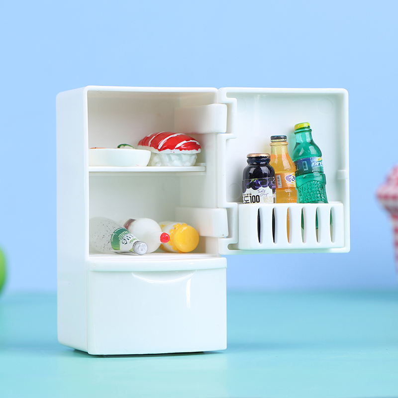 KINY บ้านตุ๊กตาตู้เย็นของเล่นอุปกรณ์ครัว Home Decor