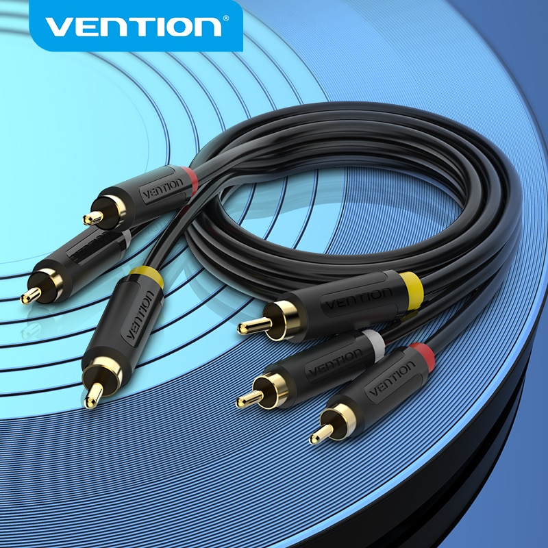 【COD】Vention 3RCA đến 3 RCA Cáp âm thanh Video Nam sang Nam Cáp AV Mạ vàng cho STB DVD TV VCD Blueplayer Cáp khuếch đại RCA Jack cắm