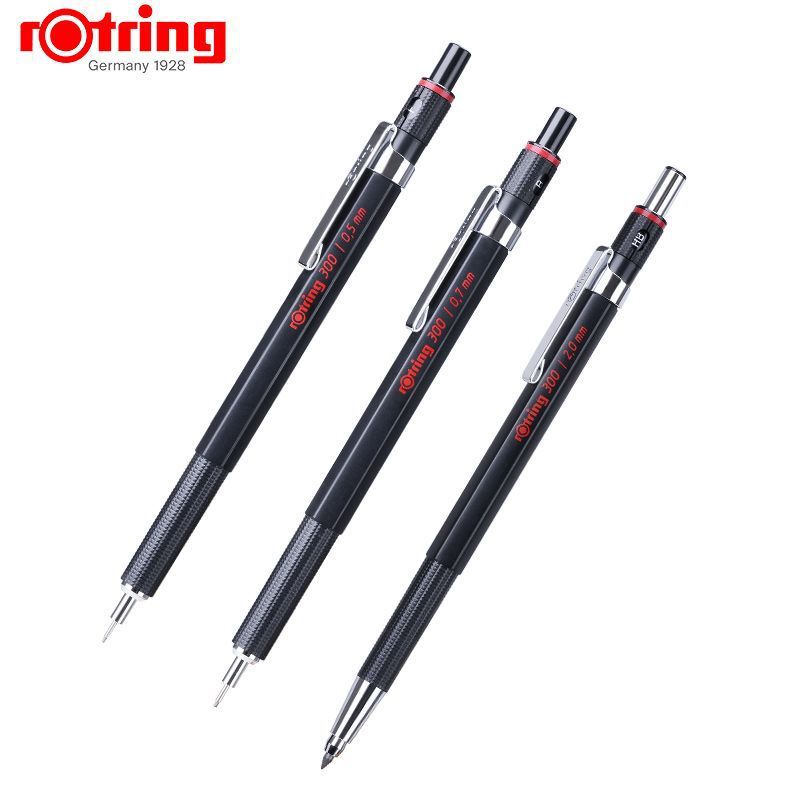 Geman rotring 300 0.5/0.7/2.0MM Automatic Mechanical Pencils Drawing Sketch Pencils Black Metal Holder For School Art Supplies