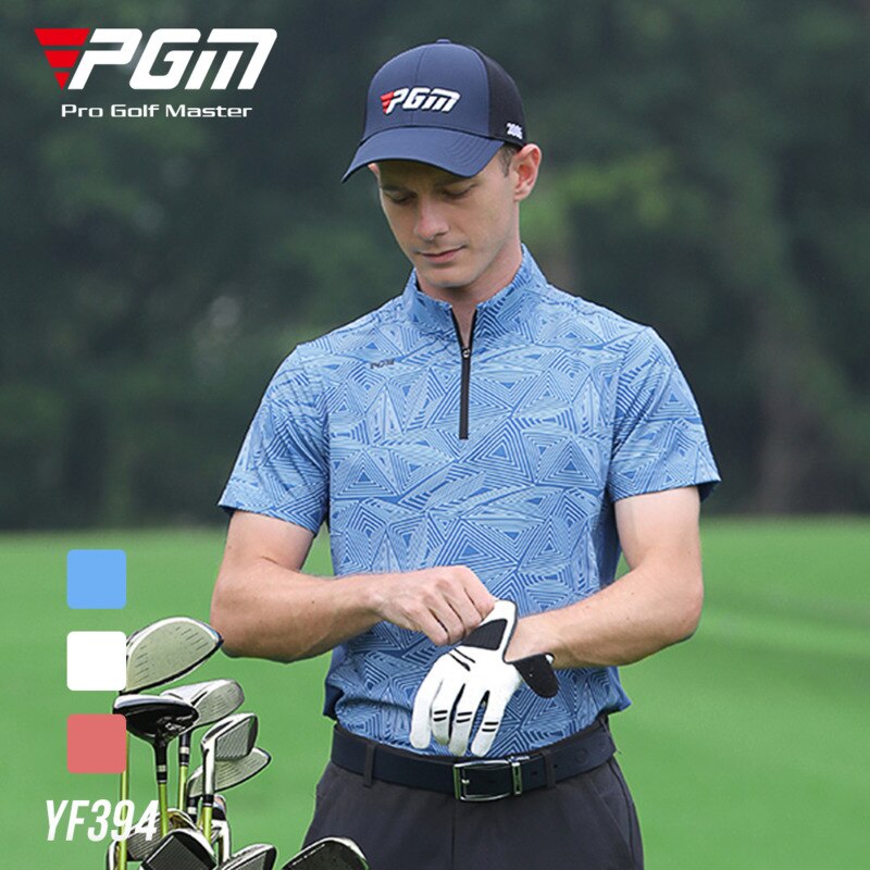 PGM Golf T-shirt Men's Shirts Summer Short Sleeve Tops Male Breathable Elastic Uniforms Golf Clothing Size M-XXL YF394