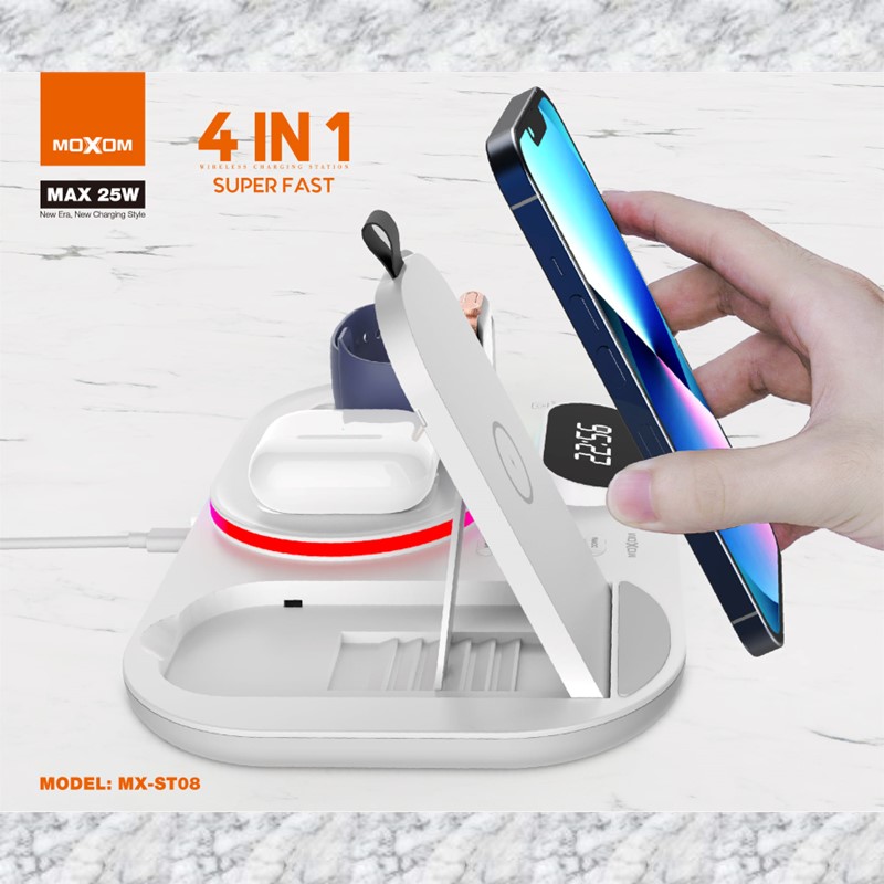 Station de charge sans fil 4 en 1 MOXOM MX-ST08 -1