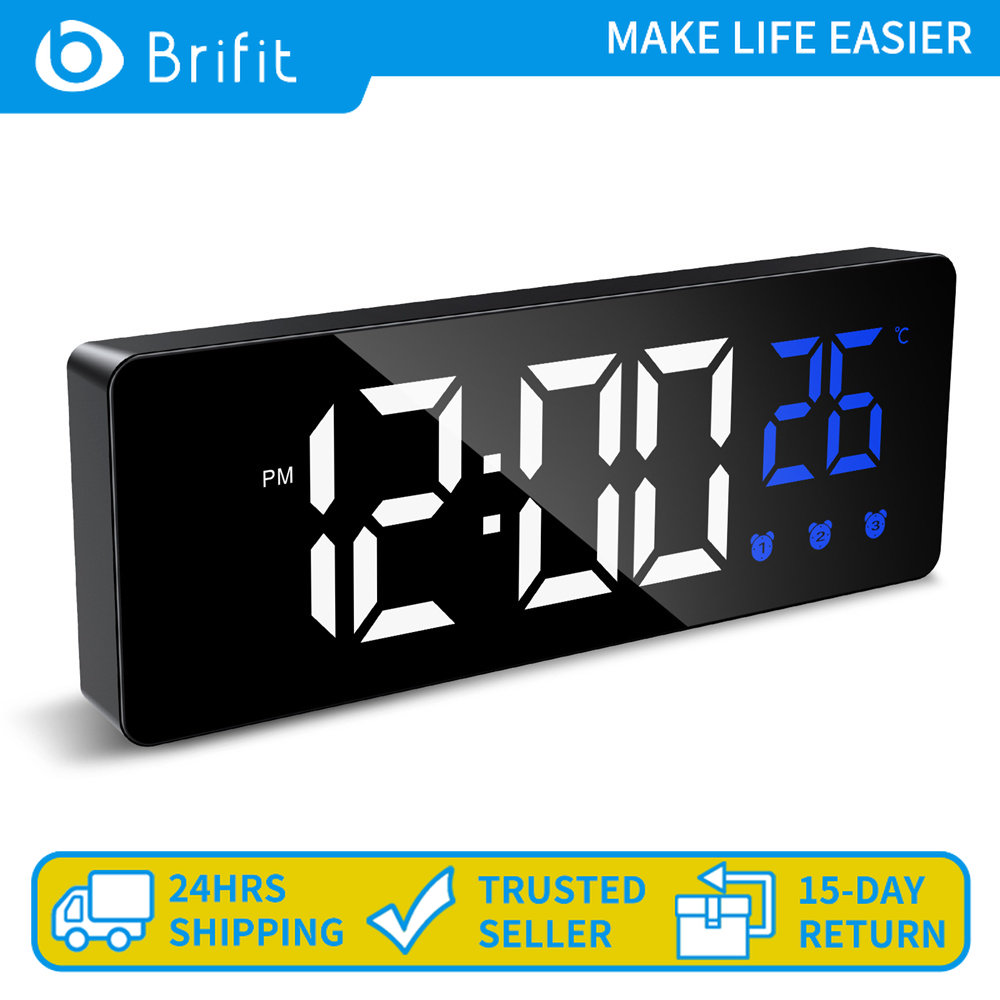 Đồng Hồ Báo Thức Kỹ Thuật Số Brifit Với Màn Hình Nhiệt Độ Đồng Hồ Để Bàn 3