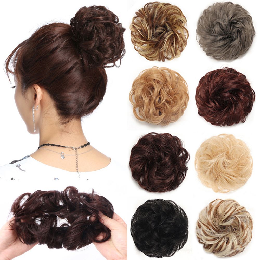 UZVFJ Thun Giả tạo Kẹp tóc Bánh Donut Mảnh Updo Búi tóc xoăn rối Scrunchie Tóc duỗi phồng