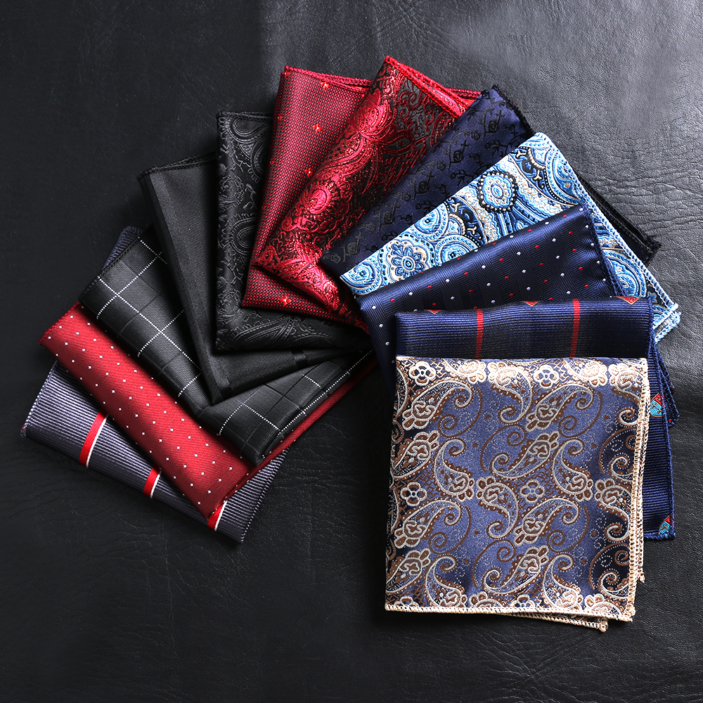 MEMGOUO Fashion Pocket square Floral Satin embroidery Chest Towel Hankies Men handkerchief