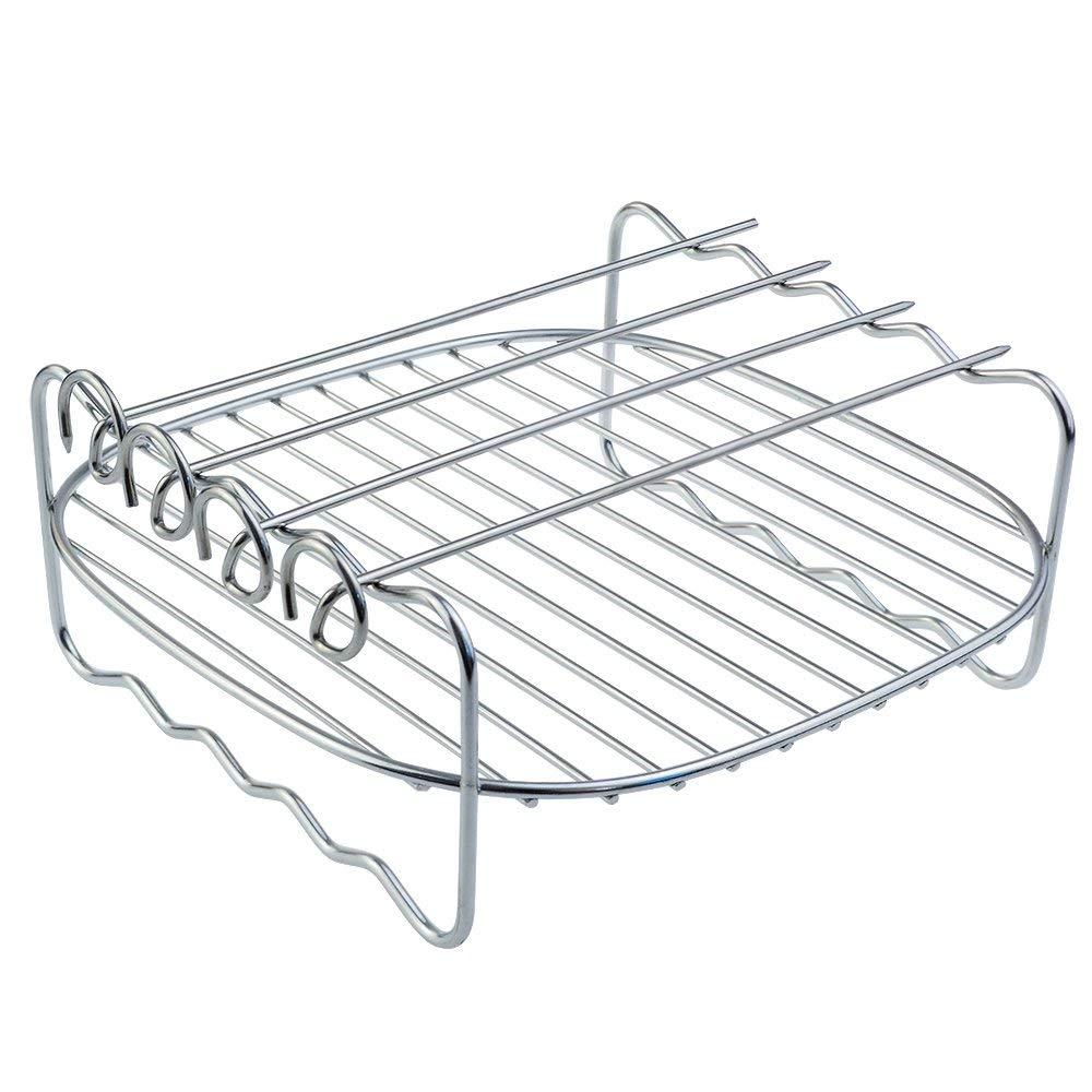 Air fryer Rack Fits all 3.7QT 5.8QT Multi-purpose Double Layer Rack with Skewers Compatible with Phillips, Gowise etc