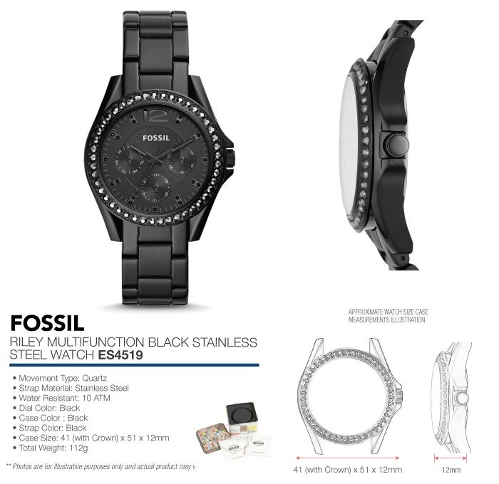 fossil riley black