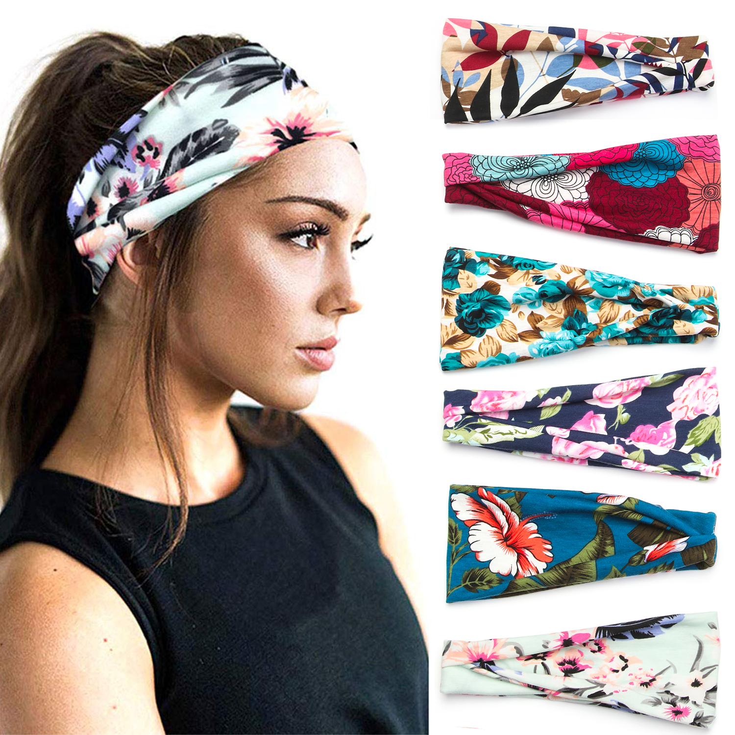 NARGANG89 Fashion Soft Exercise Yoga Workout Headbands for Women Solid Headbands Sweat Headband Sweat Wicking Hair Bands