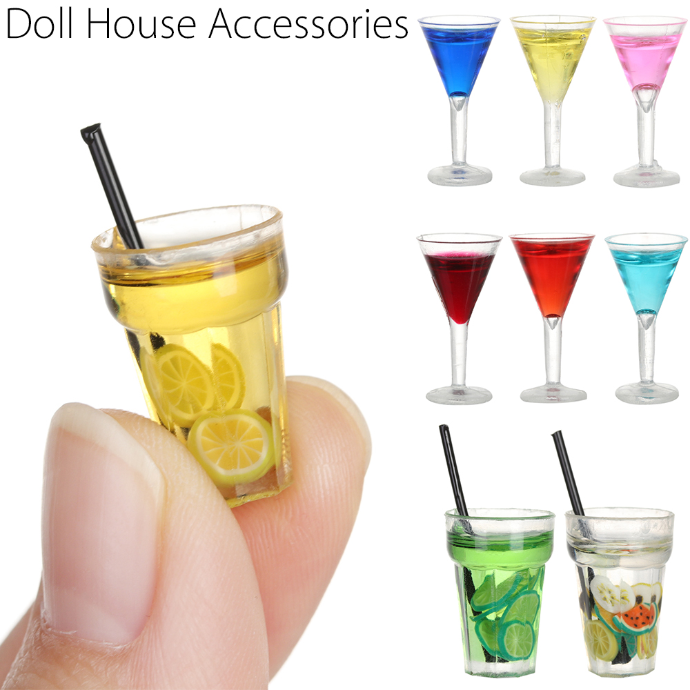 SURRIP FASHION 1PC Baby Gifts Cocktail Doll Toy DIY Doll House Accessories Mini Fruit Tea Scene Model Miniature Food Play Shooting