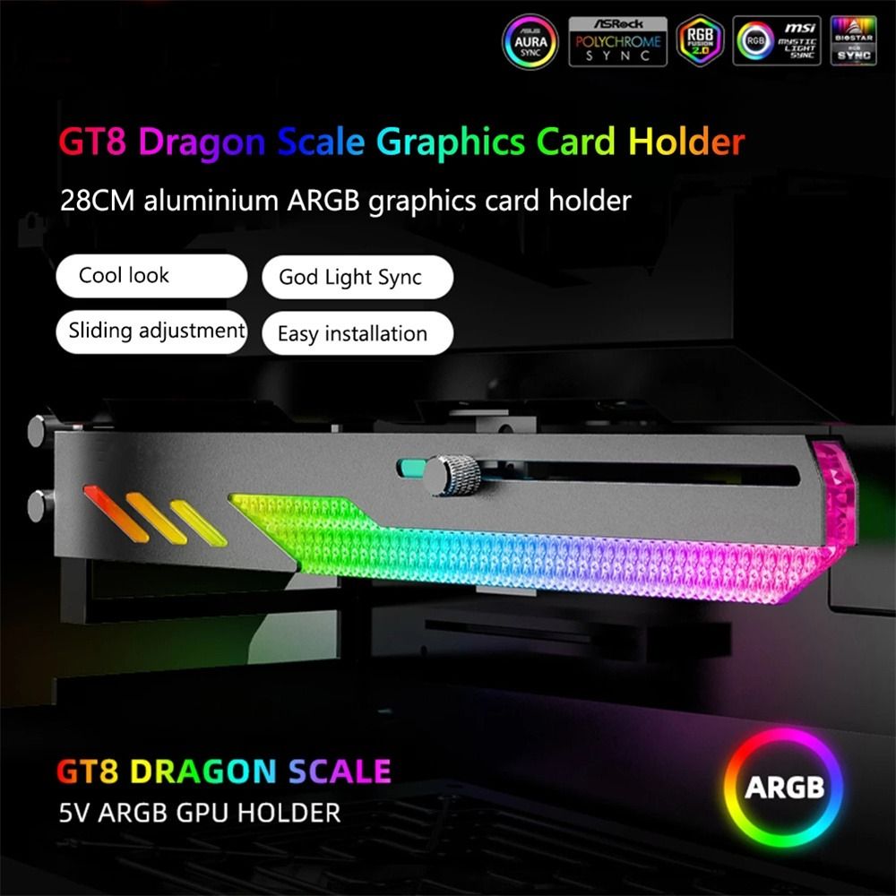 LKAMAT Giá đỡ VGA Vật tư máy tính Hỗ trợ GPU Phụ kiện ốp PC Trang trí khung gầm Ngang đồng bộ Hỗ trợ card đồ họa Giá đỡ Card đồ họa gt8 Giá đỡ võng thẻ video Giá đỡ Card đồ họa