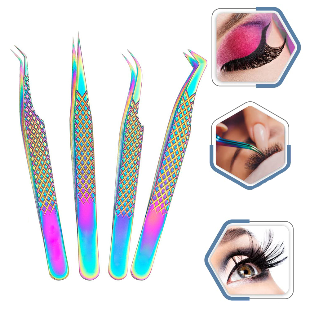 SOUMNS SPORTS New Hot Volume Tweezers Curved Straight Stainless Steel Lash Eyelash Tweezers Eyelash Extension Eye Makeup Tools