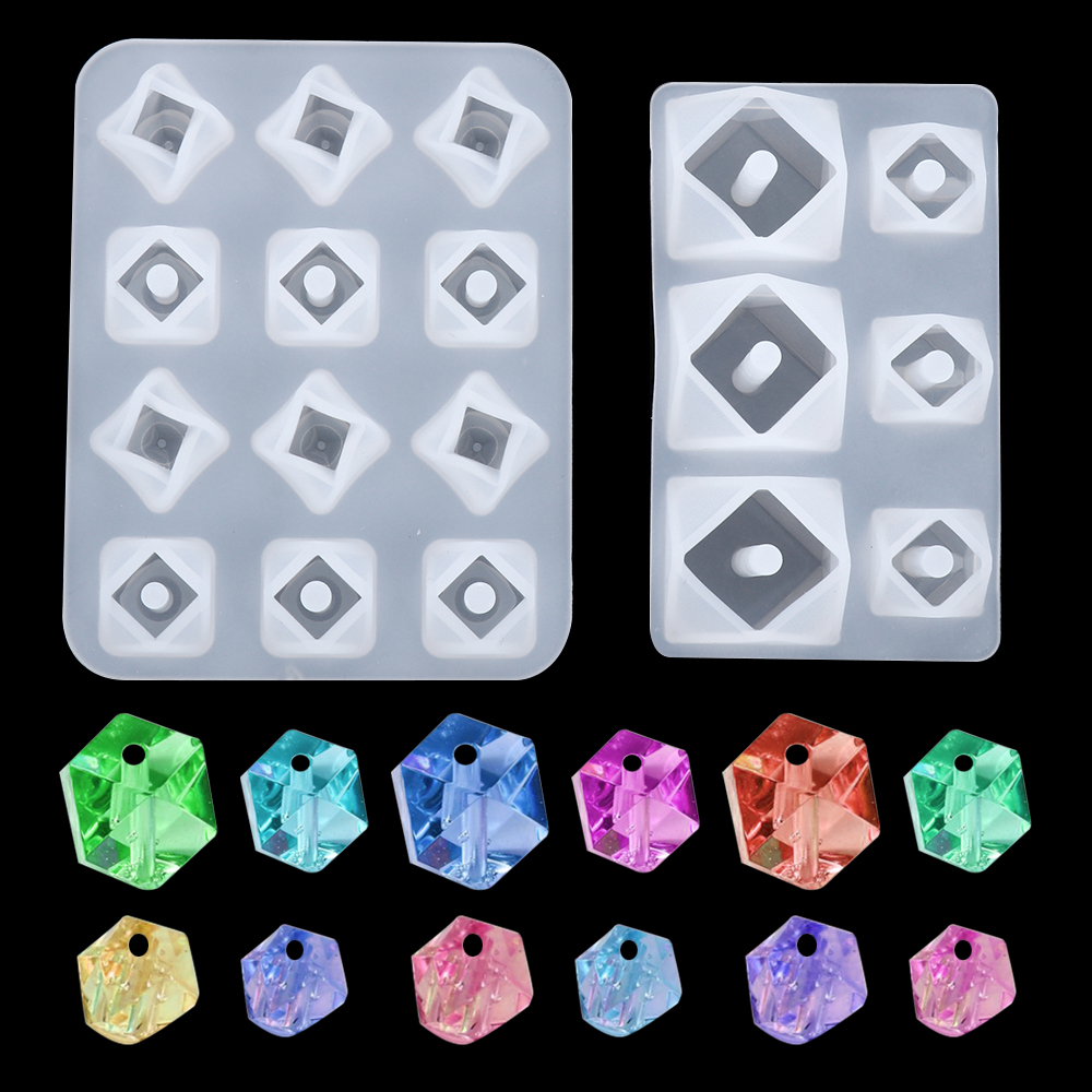 JUICYPEACHNU Pendant Epoxy Resin 3D Jewelry Making Tools Crystal Resin Molds Diamond Shape Diamond Beads Silicone Mold Jewelry Making Tools