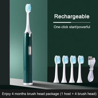 【COD】【Fast delivery/on sale】5 Modes Powerful Ultrasonic Sonic Electric Toothbrush USB Rechargeable Waterproof Electric Toothbrush Soft-bristled Toothbrush Heads Can Wash White Teeth Brush with 4 Brush Heads (3)