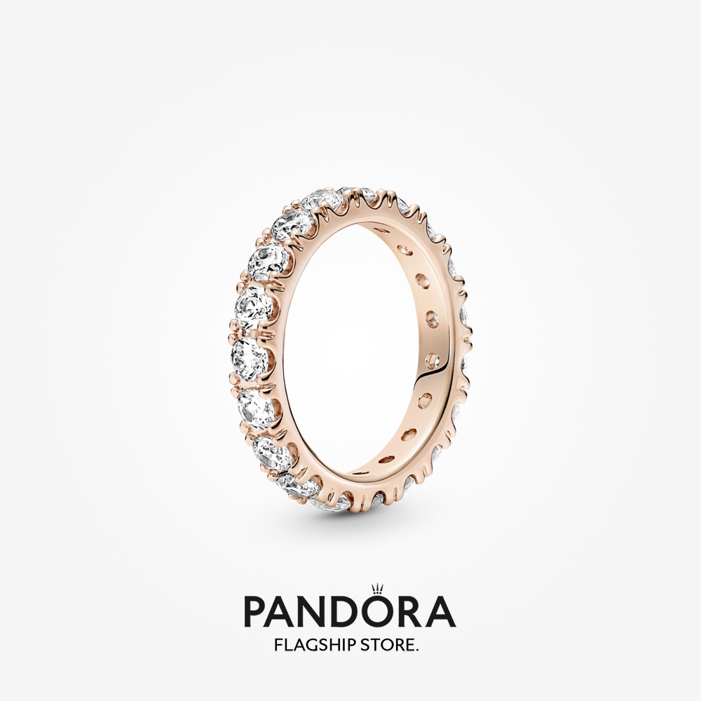 2023 New Original Pandoras 14k Rose Gold-Plated Sparkling Row Eternity Ring Women Fashion Jewellery