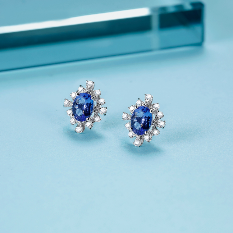 Rio Diamonds Gapkon Tazanite Diamond Earring in 18K White Gold · v2