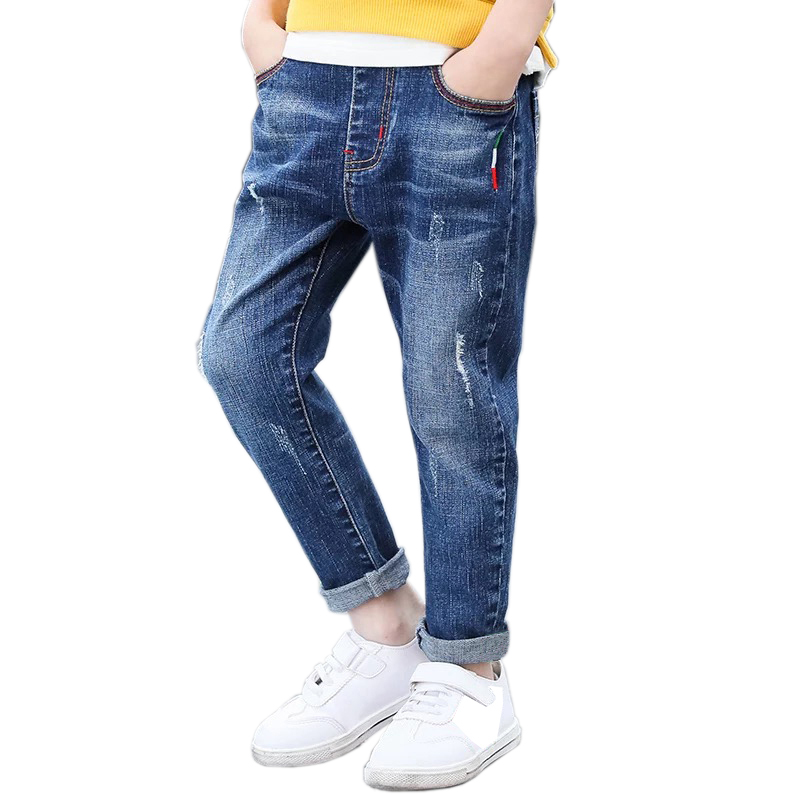 Trẻ em trai 4-11Y Quần jean thẳng denim Quần dài Quần áo trẻ em