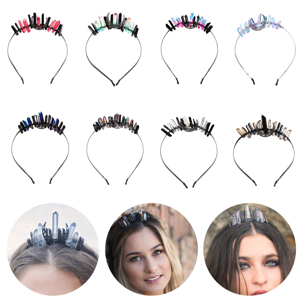 OP7HLM25X Beauty Tool Wedding Party Styling Tools Crystal HeadHoop Hairstyle Hairpin Handmade HairClip Quartz Crown Headband