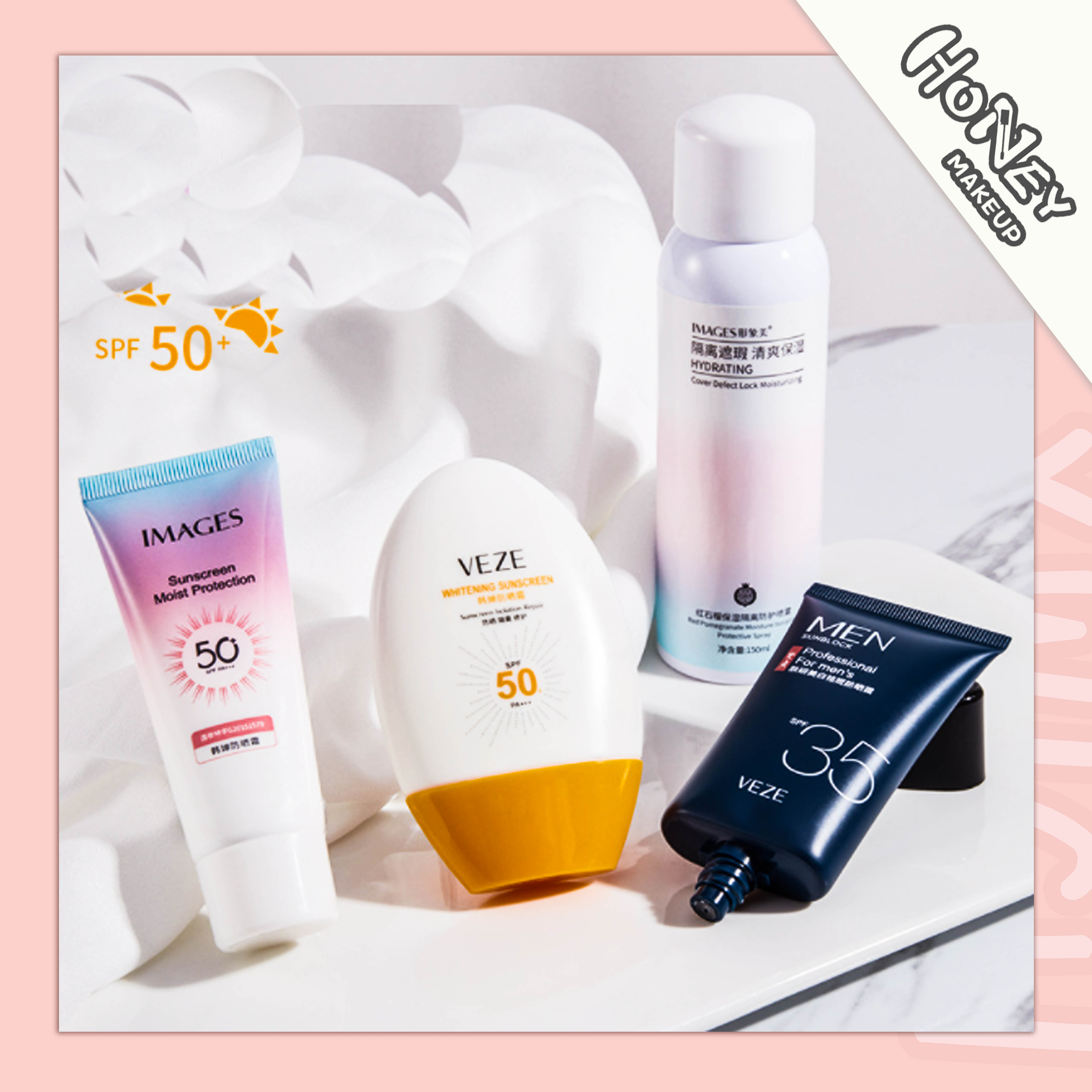 Gambar Honey Makeup Whitening and freckle removing sunscreen Moisturizing Moisturizing Light isolation spray Sunscreen