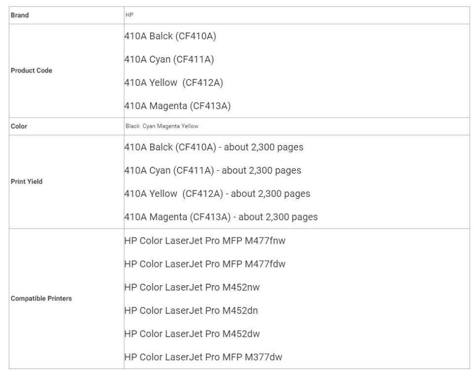 hp 410a black laserjet toner cartridge price