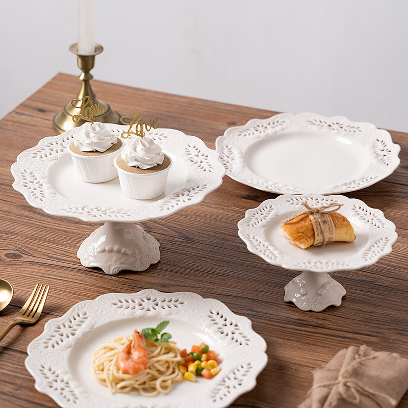 Gambar Plate Creative Ceramic Household Tray English Cake Plate European style Plate Tableware Dessert Western Plate Relief Porcelain Plate