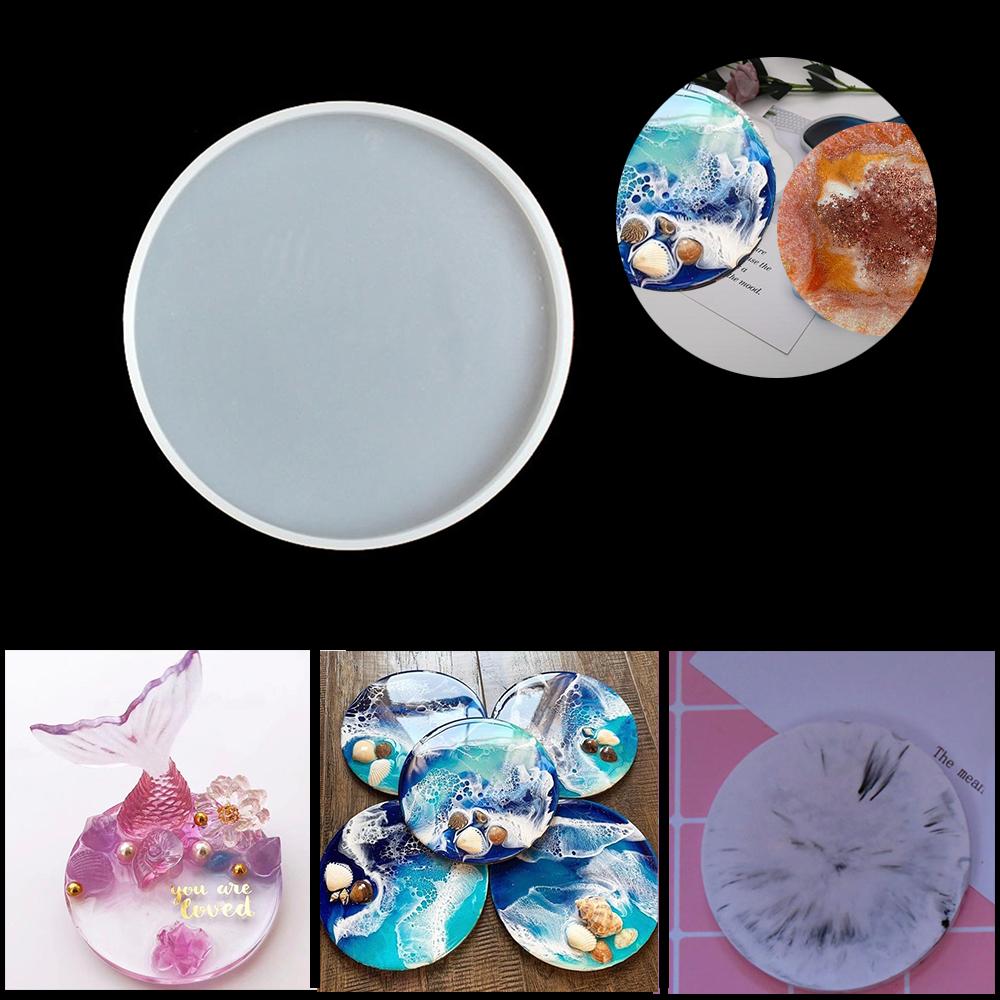 SHIWEIWU2558285 Handmade Fluid Arts Cup Mad Pendant Agate Jewelry Making Mould Epoxy Resin Casting Molds Round Coaster Mold