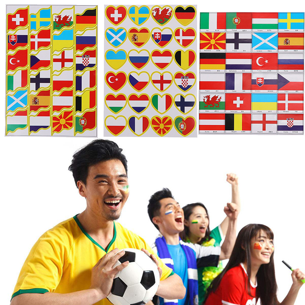 KMPP Party Cheer Waterproof Game Country Flag Sticker 2021 Euro Footballs Stickers Europe Championships World Cup