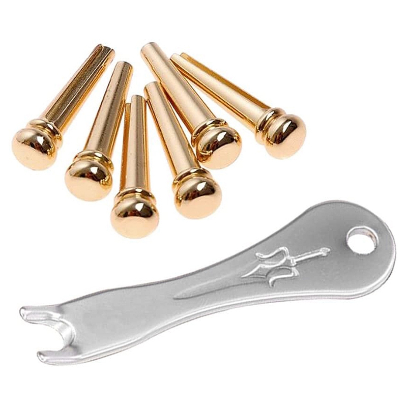 Guitar Bridge Pins 6Pcs Brass Endpin for Acoustic Guitar with Guitar