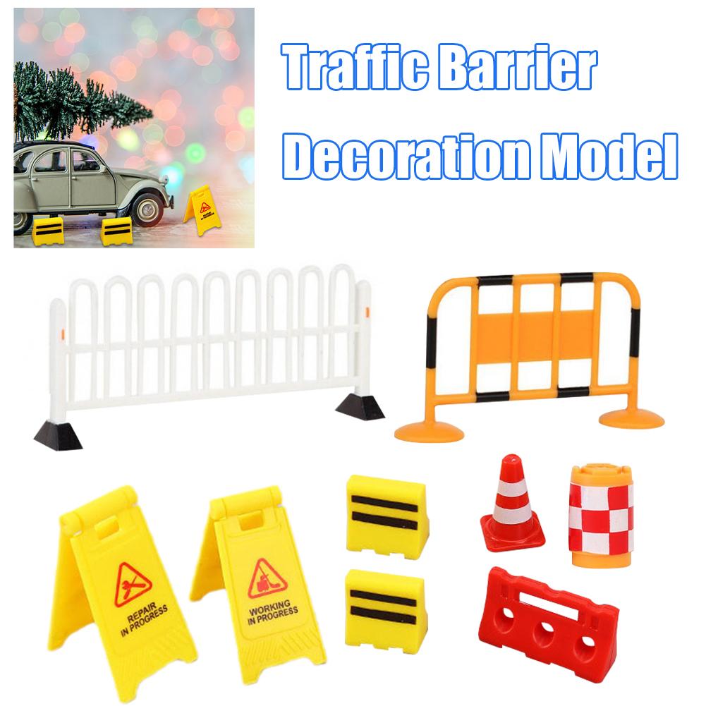 9pcs Set Traffic Barrier Model Traffic Barrier Decoration Lot Model