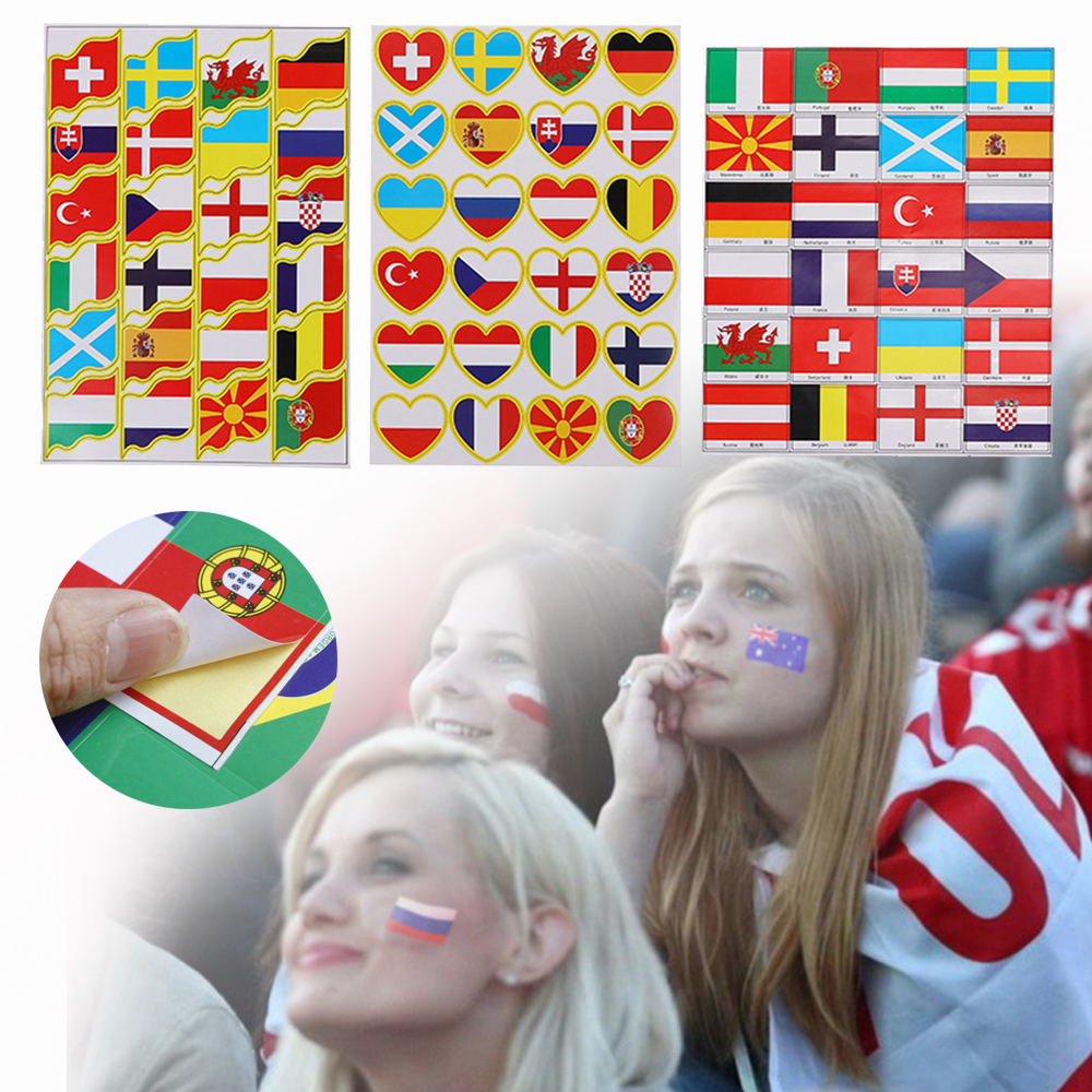 KMPP Party Cheer Waterproof Game Country Flag Sticker 2021 Euro Footballs Stickers Europe Championships World Cup