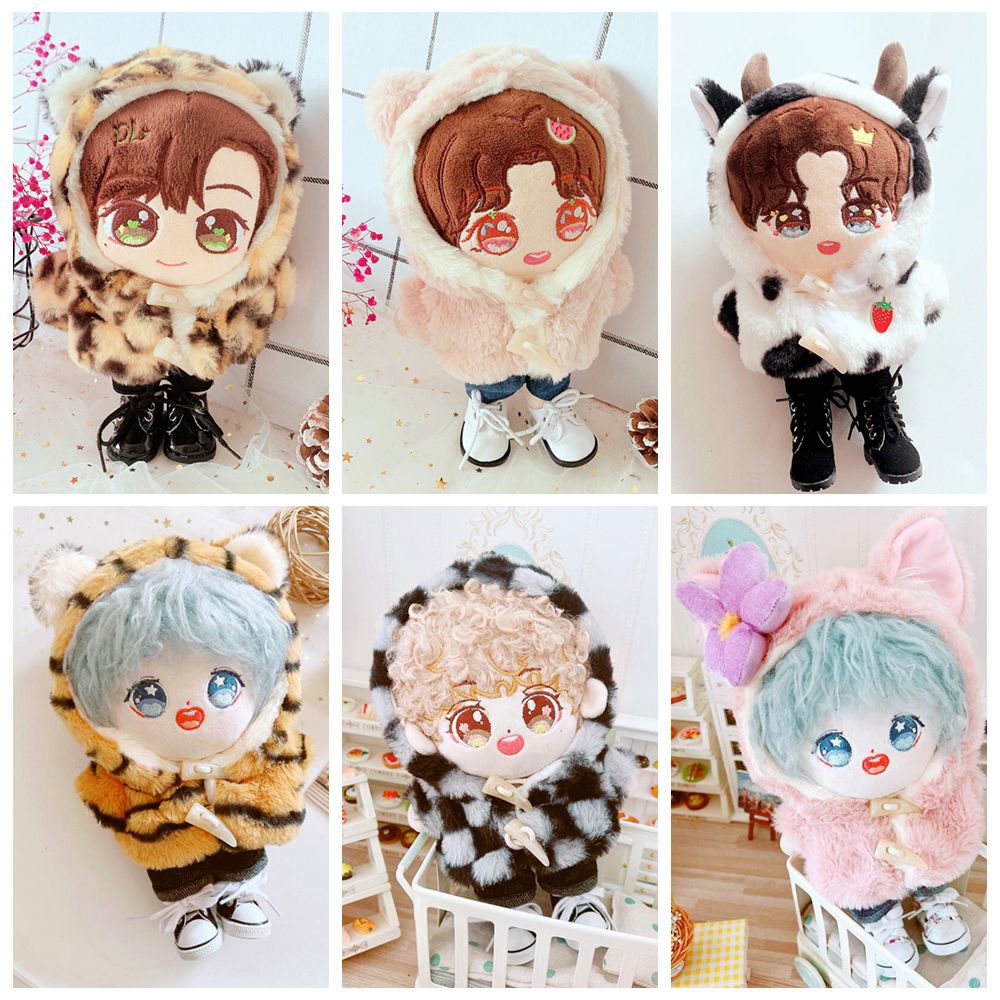 OKDEALS 20cm Winter Hairy Outfits Replaceable Cotton Stuffed Dolls Animal