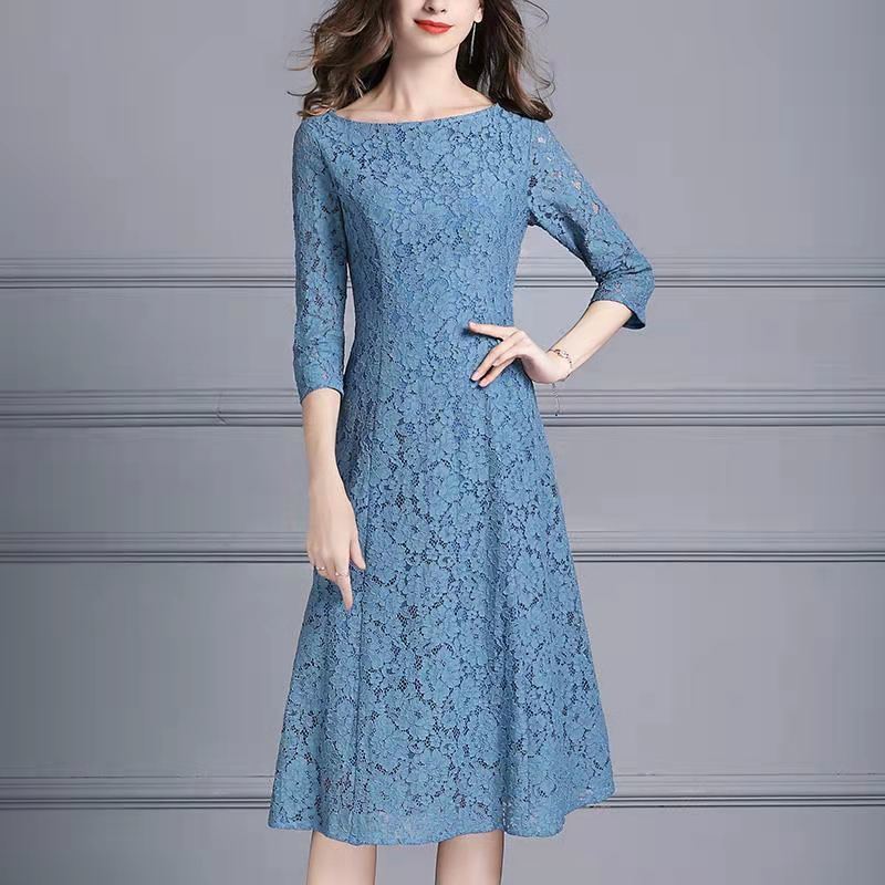 Đầm ren cao cấp thời trang cho nữ đầm chữ a tay lỡ ba phần tư mới đầm dáng ôm cá tính