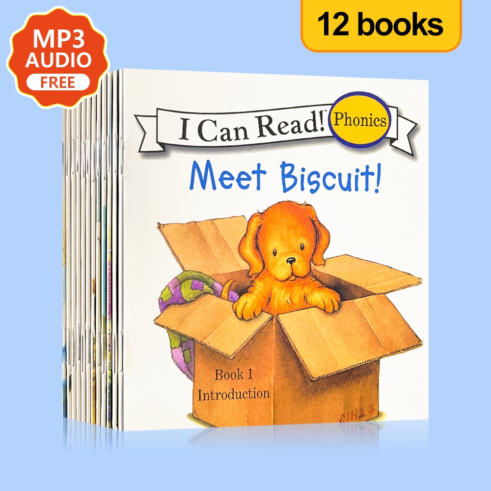 12Books set Biscuit Series Phonics English Picture Books I Can Read Kids