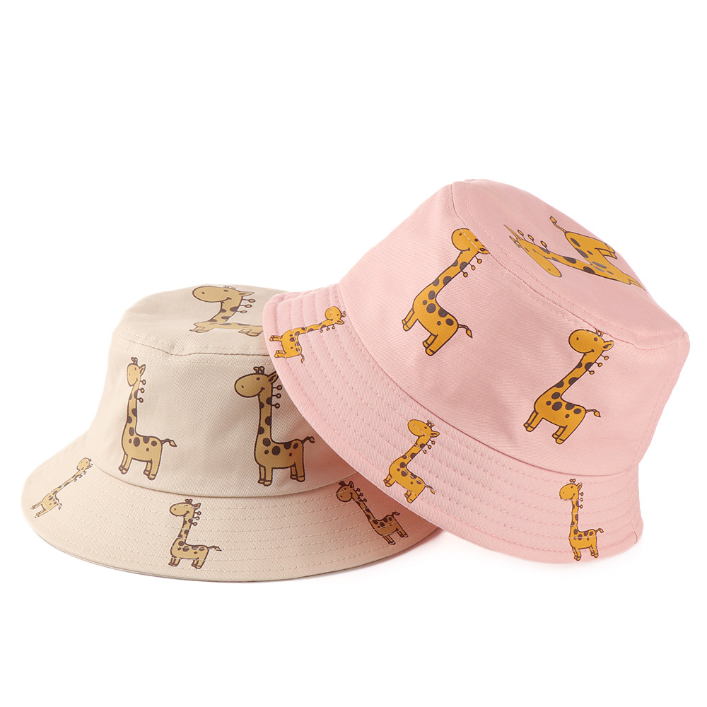 FOXNUTANUJH การป้องกัน UV ในช่วงฤดูร้อนน่ารักยีราฟผ้าฝ้ายหมวกชายทะเลหมวกทรงบักเก็ตเด็กหมวกกันแดดระบายอากาศ