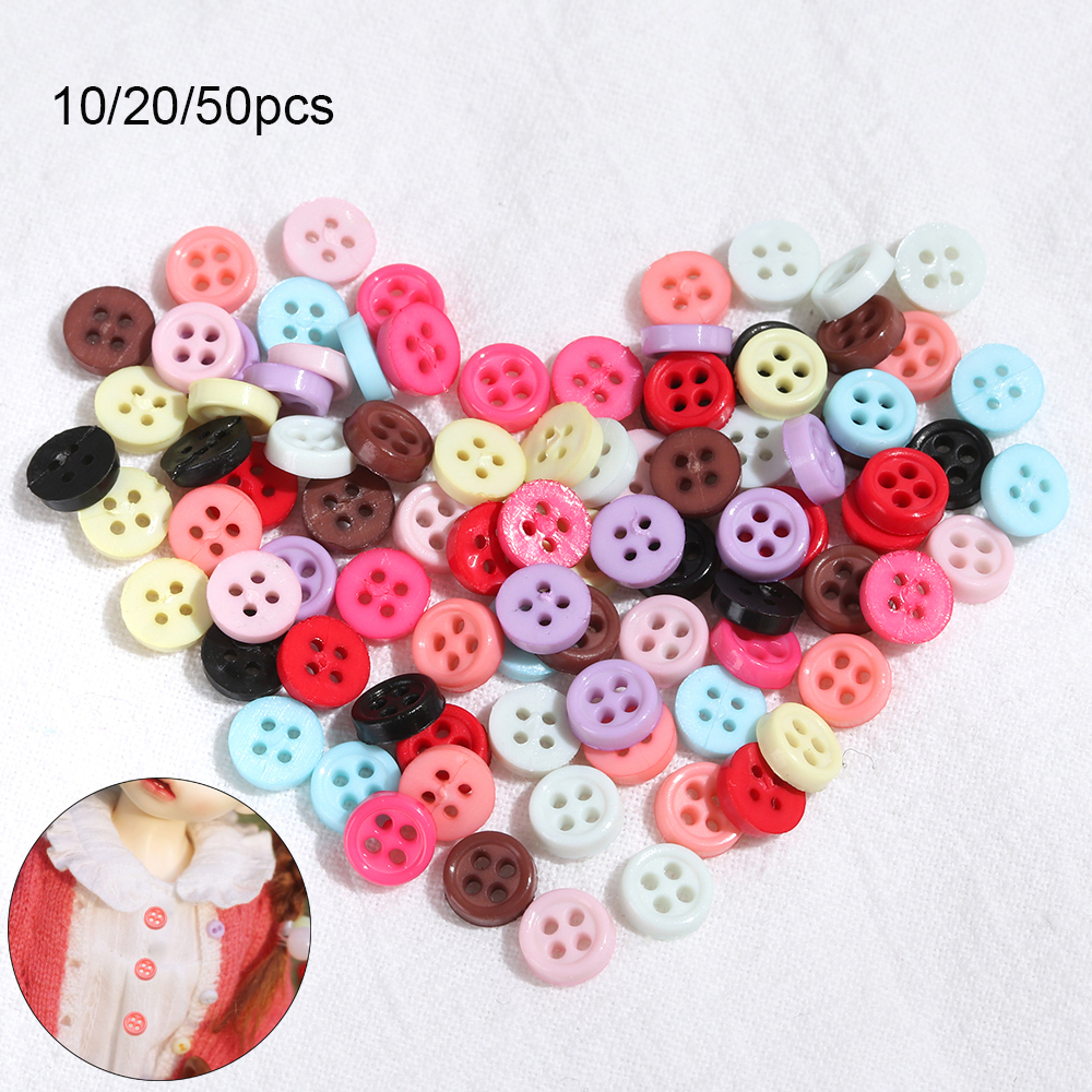 SDG 10/20/50pcs Newest Multi-color Clothing Buckles 6mm Round Buckle DIY Sewing Accessories Mini Doll Buttons Plastic Button