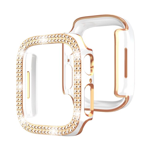QCP4M Diamond Full Protective Case for Apple Watch Series 8 7 41MM 45MM Cover For 6 SE 5 4 3 38MM 42MM 40mm 44mm Accessories