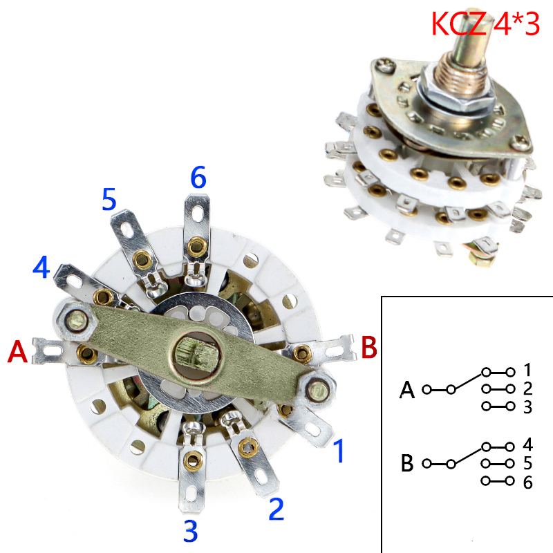 Sissi KCZ Bộ Chọn Công Tắc Xoay 2 Cực 6/7/8/9/10/11 4 Cực 3/5 Vị Trí Với Kênh Có Nắp Bộ Chọn Công Tắc Xoay