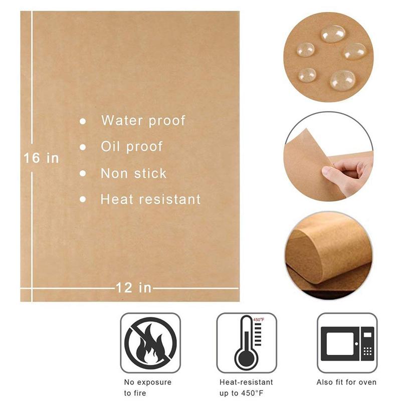 100Pcs Unbleached Parchment Paper, Precut Baking Liners Sheets Paper,12 X 16 Inch, Non-Stick, Water Proof, Oil Proof, Heat Resistant, for Baking, Cooking, Air Fryers, Oven, Steam