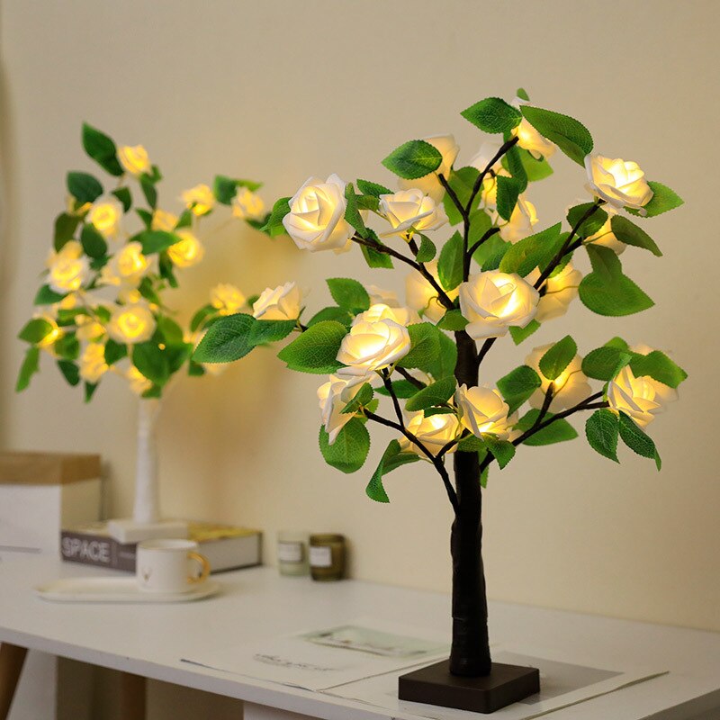 LED Để Bàn Ánh Sáng Đèn Hoa Hồng Cây USB Trang Trí Tiệc Trang Trí Giáng