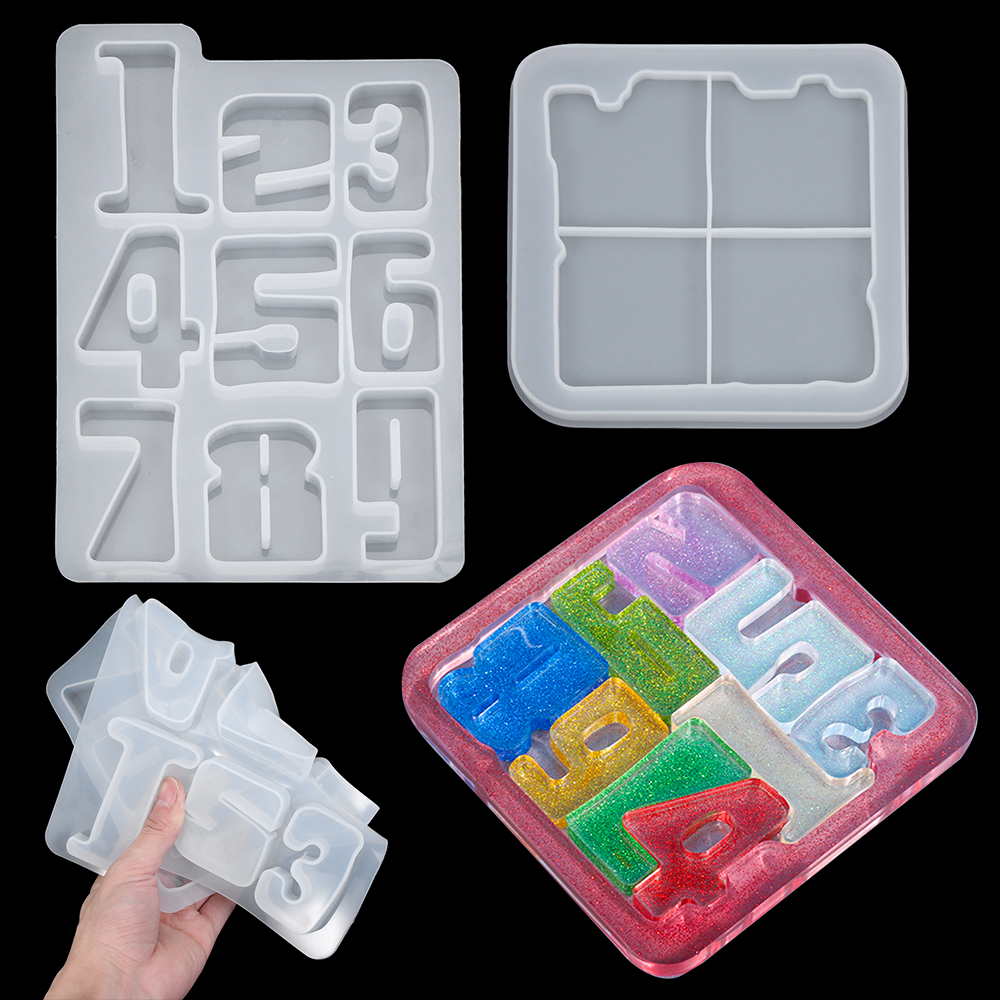 CYCLING TO WORKLS New DIY Crafts Resin Casting Handmade Alphabet Number Puzzles Games Mold Silicone Molds Jewelry Accessories