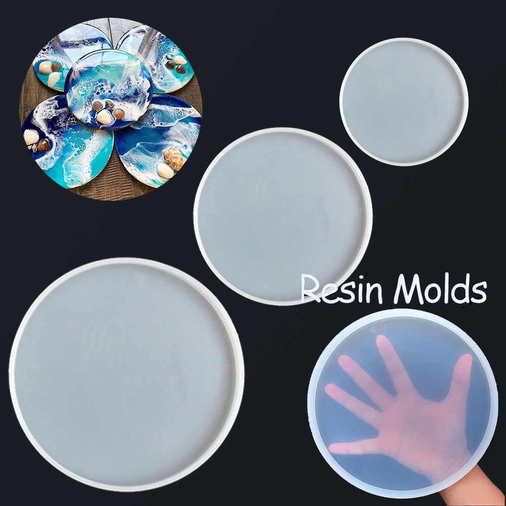 THEISM PERSECUTE64TH2 DIY Craft Pendant Agate Fluid Arts Silicone Round Coaster Mold Epoxy Resin Casting Molds Jewelry Making Mould