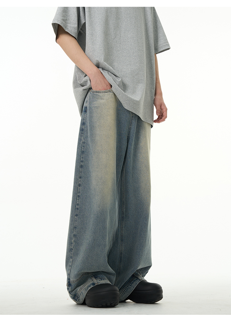 Weilang's Store American High Street-broek voor heren, coole Street Fashion R, omgekeerde jeans, paar, niche, lange broek