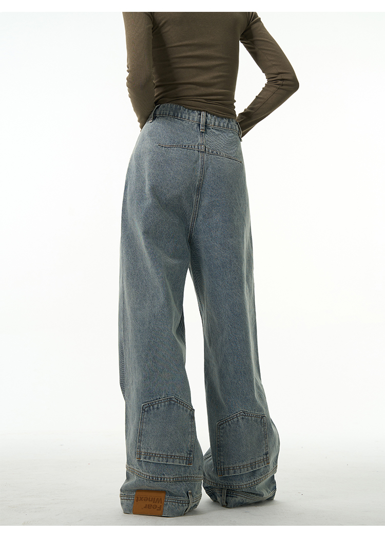 Weilang's Store American High Street-broek voor heren, coole Street Fashion R, omgekeerde jeans, paar, niche, lange broek