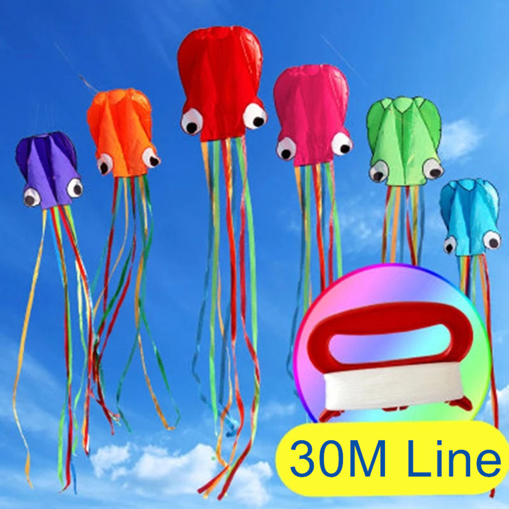 SFEDTGD เครื่องมือบิน Entertainment Flying String 4M ว่าวอ่อนขนาดใหญ่ Octopus 3D ว่าวปลาหมึกว่าวปลาหมึกว่าวลอยได้สัตว์ Kite